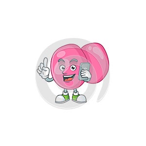 Cartoon design concept of streptococcus pyogenes talking on phone