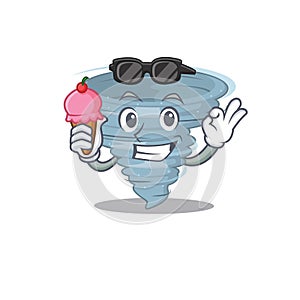 Cartoon design concept of tornado having an ice cream