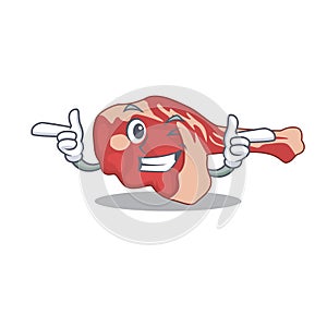 Cartoon design of leg of lamb showing funny face with wink eye