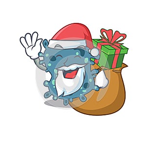 Cartoon design of rickettsia Santa with Christmas gift photo