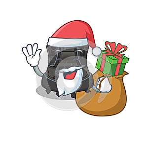 Cartoon design of scuba buoyancy compensator Santa having Christmas gift