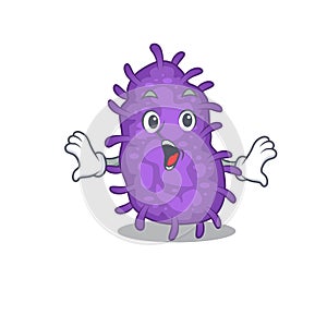 Cartoon design style of bacteria bacilli has a surprised gesture