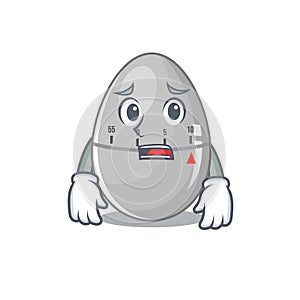 Cartoon design style of egg kitchen timer having worried face