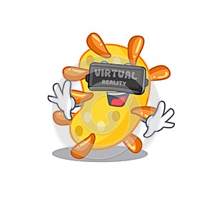 Cartoon design style of vibrio with modern Virtual Reality headset