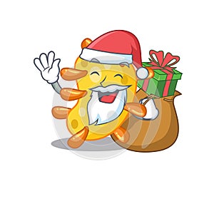 Cartoon design of vibrio Santa with Christmas gift