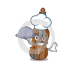 Cartoon design of violin as a Chef having food on tray