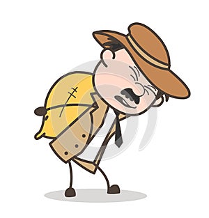 Cartoon Detective Carrying a Pack of Sack Vector Illustration