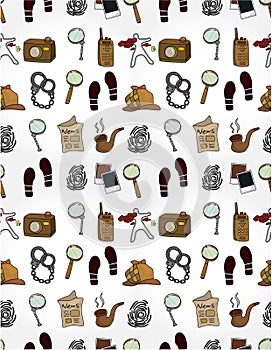 Cartoon detective equipment seamless pattern