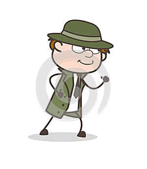 Cartoon Detective Ready to Run Vector Illustration