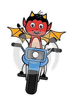 Cartoon Devil Riding Motorbike