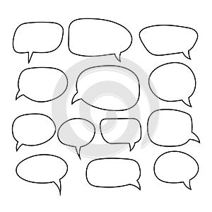 Cartoon dialogs cloud line vector, thinking cloud icon, doodle image