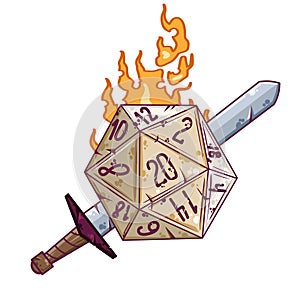 Cartoon dice for fantasy dnd and rpg Board game