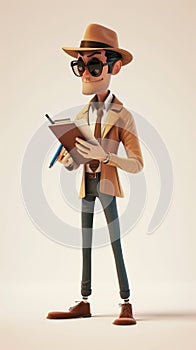 Cartoon digital avatar of Detective Dynamo Ready for action with a notepad and pencil, this avatar is dedicated to