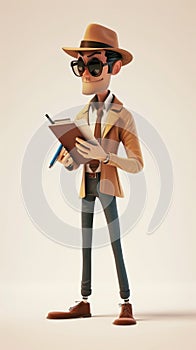 Cartoon digital avatar of Detective Dynamo Ready for action with a notepad and pencil, this avatar is dedicated to photo