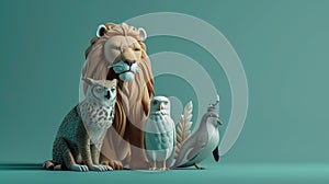 Cartoon digital avatars of Animal Whisperer With a majestic lion at their side, this avatar is also accompanied by a photo