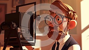 Cartoon digital avatars of The Indie Innovator A groundbreaking filmmaker who embraces new technology and techniques to photo