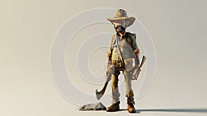Cartoon digital avatars of Lone Survivor A solitary survivor with a rugged appearance, armed with a machete and a fierce