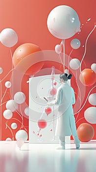 Cartoon digital avatars of Molecular Gastronomist standing in front of a large molecular gastronomy cookbook, taking