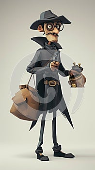 Cartoon digital avatars of Shadowy Rogue A master thief with a mischievous smirk and a bag of stolen treasures, pulling