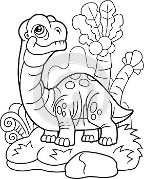 Cartoon dinosaur apatosaurus, funny illustration, coloring book photo
