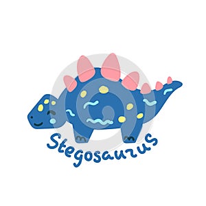 Cartoon dinosaur Stegosaurus. Cute dino character isolated. Playful dinosaur vector illustration on white background