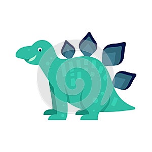 Cartoon dinosaur Stegosaurus vector illustration. Dino funny character.