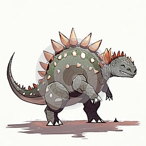 cartoon dinosaur stegosaurus on white background - illustration for children Generative AI