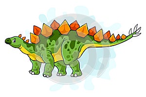 Cartoon Dinosaur stegosaurus on white background
