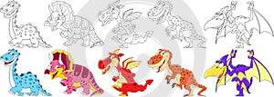 Cartoon dinosaurs set