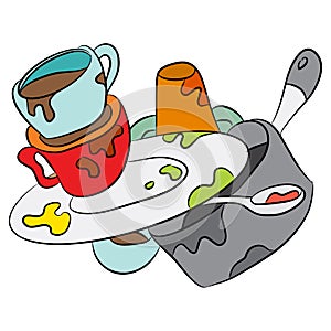 Cartoon Dirty Dishes