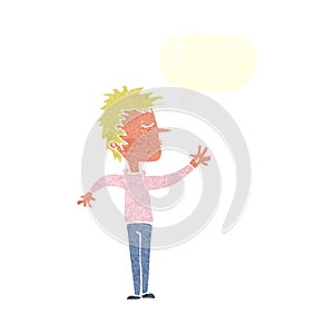 cartoon dismissive man with speech bubble