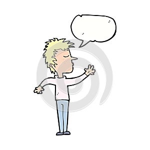 cartoon dismissive man with speech bubble