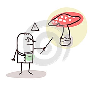 Cartoon doctor with dangerous mushroom