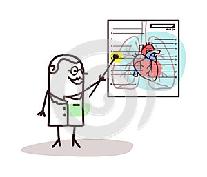 Cartoon Doctor explaining the Cardiac System