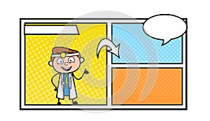 Cartoon Doctor Presenting Empty Comic storyboard Vector Illustration