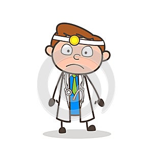 Cartoon Doctor Shocking Face Expression Vector Illustration