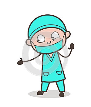 Cartoon Doctor Showing Helping Hand Vector Concept