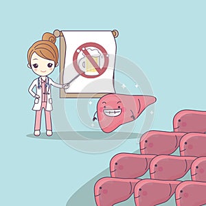 Cartoon doctor teach liver