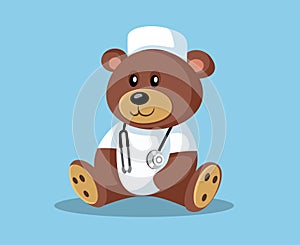 Cartoon Doctor Teddy Bear with Stethoscope