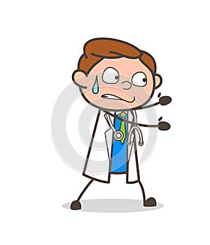 Cartoon Doctor Trying to Pull Vector Illustration