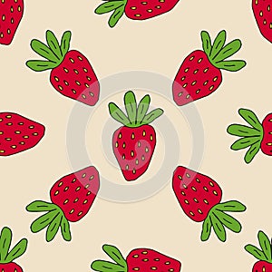 Cartoon doddle strawberry seamless pattern.