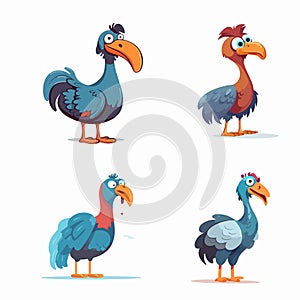 Cartoon dodo bird cheerful vibrant color vector