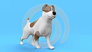 Cartoon dog 3d render isolated on blue background