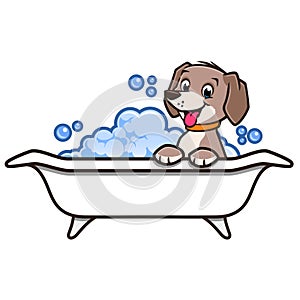 Cartoon Dog Bath