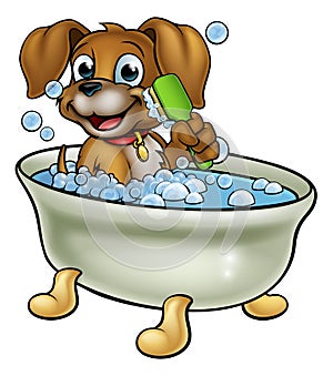 Cartoon Dog in the Bath