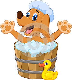 Cartoon Dog bathing time