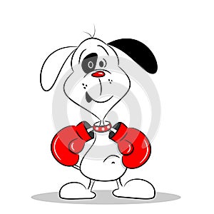 Cartoon Dog with Boxing Gloves