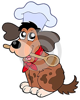 Cartoon dog chef with spoon