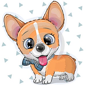 Cartoon Dog Corgi with a bowtie photo