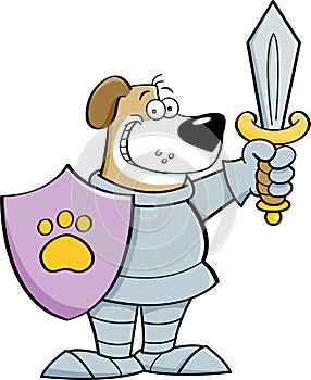 Cartoon dog dressed as a knight.